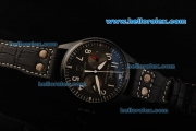 IWC Big Pilot Automatic Movement PVD Case with Chocolate Dial and Black Leather Strap