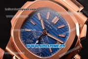 Patek Philippe Nautilus Chrono Swiss Valjoux 7750-CHG Automatic Rose Gold Case with Blue Dial and Stick Markers (BP)