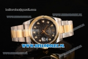 Rolex Datejust Yellow Gold Case 3135 Auto with Black Dial and Two Tone Bracelet - 1:1 Origianl (AAAF)