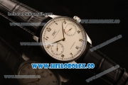 IWC Portuguese Automatic Clone IWC 52010 Automatic Steel Case Steel Bezel with White Dial and Black Leather Strap - (AAAF)