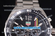 Tag Heuer Formula 1. James Hunt Miyota Quartz Stainless Steel Case/Bracelet with Black Dial and Stick/Arabic Numeral Markers