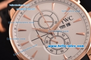 IWC Portuguese Chrono Japanese Miyota OS10 Quartz Rose Gold Case Stick Markers with Black Rubber Strap and White Dial