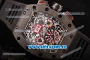 Richard Mille RM 011 Felipe Massa Flyback Chronograph Swiss Valjoux 7750 Automatic Carbon Fiber Case with Skeleton Dial Black Inner Bezel and White Markers - 1:1 Original