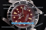 Rolex Submariner Vintage Asia 2813 Automatic Steel Case Red Dial Dot Markers and Black Nylon Strap