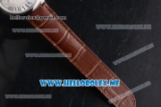 Cartier Ballon Bleu De Large Asia 2813 Automatic Steel Case with Silver Dial and Brown Leather Strap Roman Numeral Markers