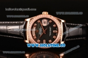 Rolex Day-Date Asia Automatic Rose Gold Case with Diamonds Markers Black MOP Dial - Diamonds Bezel (BP)