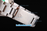 Rolex Oyster Perpetual No Date chronometer Automatic with Black Dial and White Case-Pink Marking--SSband Strap