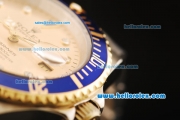 Rolex Submariner Automatic Movement Blue Bezel with Khaki Dial and Diamond Marker-Two Tone Strap