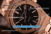 Audemars Piguet Royal Oak 41 MM Clone AP Calibre 3120 Automatic Rose Gold Case/Bracelet with Black Dial and Stick Markers - 1:1 Original (JF)