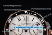 Cartier Calibre de Cartier Diver Japanese Miyota OS20 Quartz Steel Case with White Dial Roman Markers and Black Rubber Strap