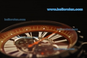 Roger Dubuis Chronograph Quartz PVD Case with Brown Bezel and Black Dial-Black Rubber Strap