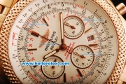 Breitling Bentley Motors Swiss Valjoux 7750 Chronograph Automatic Movement Full Rose Gold with White Dial and Honeycomb Bezel-Special Edition