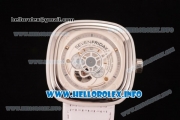 SevenFriday P1-2 Japanese Miyota 8215 Automatic Steel Case with White Dial and White Leather Strap