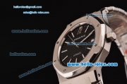 Audemars Piguet Royal Oak Swiss ETA 2836 Automatic Steel Case with Stick Markers Black Dial and Stainless Steel Strap