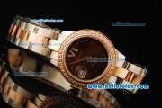 Rolex Datejust Automatic Movement ETA Coating Case with Brown Dial and Diamond Bezel-Rose Gold Roman Numerals