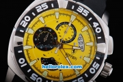 Ferrari Working Chronograph with Black Graduated Bezel and Yellow Dial-Small Calendar and Rubber Strap