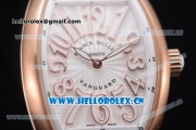 Franck Muller Black Croco Ronda 762 Quartz Rose Gold Case with White Dial Arabic Numeral Markers and White Leather Strap