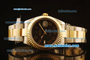 Rolex Datejust II Swiss ETA 2836 Automatic Full Steel with Yellow Gold Bezel and Black Dial-Roman Markers/Two Tone Strap