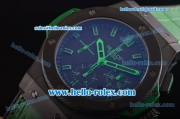 Hublot Big Bang Swiss Valjoux 7750 Automatic Movement PVD Case with Black Dial and Green Leather Strap