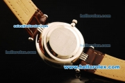 Chopard Happy Sport Swiss Quartz Movement Silver Case with Black Dial and Brown Leather Strap