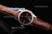Chopard Happy Sport Swiss Quartz Brown Dial with Diamond Bezel and Brown Leather Strap