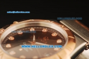 Omega Constellation Swiss Quartz Movement Steel Case with Brown Dial and Rose Gold Bezel-Two Tone Strap