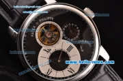 Patek Philippe Complications ST22 Automatic Steel Case with Black Leather Strap Black Markers and Black Dial