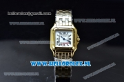 Cartier Santos 100 Japanese Miyota Quartz Yellow Gold Case with White Dial Roman Numberal Markers and Yellow Gold Bracelet