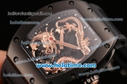 Richard Mille Tourbillon RM 057 Dragon Swiss ETA 2824 Automatic PVD Case with Black Rubber Strap and Rose Gold Dragon Dial - 1:1 Original