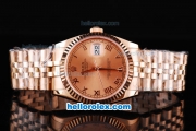 Rolex Datejust Oyster Perpetual Automatic Full Rose Gold with Khaki Dial and Roman Marking-Small Calendar