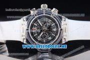Hublot Big Bang UNICO Sapphire Blu Miyota Quartz Sapphire Crystal Case with Skeleton Dial and White Rubber Strap Stick/Arabic Numeral Markers