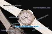 Hublot Big Bang Clone HUB4100 Automatic Steel Case with White Rubber Strap and White Dial - 1:1 Original (TW)