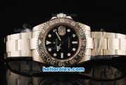 Rolex GMT-Master II Rolex 3186 Automatic Movement Steel Case and Strap with Black Dial and White Markers