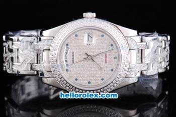 Rolex Day-Date Oyster Perpetual Full Diamond with Diamond Bezel and Dial-Big Calendar