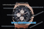 Audemars Piguet Royal Oak Offshore Chrono Miyota OS Quartz Rose Gold Case with Black Dial Black Rubber Strap and White Subdials (EF)