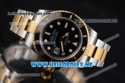 Rolex Submariner Clone Rolex 3135 Automatic Two Tone Case/Bracelet with Black Dial and Dot Markers (BP)