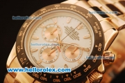 Rolex Daytona Swiss Valjoux 7750 Automatic Full Rose Gold with White Dial