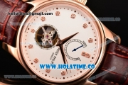 Patek Philippe Calatrava Tourbillon Swiss ETA 2824 Automatic Rose Gold Case with Diamonds Markers and White Dial