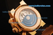 Ulysse Nardin Maxi Marine Chronograph Swiss Valjoux 7750 Automatic Movement Gold Case with Beige Dial and Black Rubber Strap