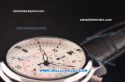 IWC Pilot's Chronograph Miyota Quartz Steel Case with White Dial and Black Leather Strap