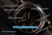 Panerai PAM 00233B Luminor 1950 8 Days GMT Asia Automatic PVD Case with Black Dial and Black Leather Strap