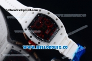 Richard Mille RM 011 Felipe Massa Chronograph Swiss Valjoux 7750 Automatic Ceramic Rose Gold Case with Black Dial Red Arabic Numeral Markers and White Rubber Strap