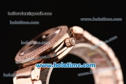 Omega De Ville Ladymatic Swiss Quartz Movement Rose Gold Case Rose Gold Bracelet with Diamond Bezel and Black Dial
