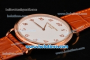 Patek Philippe Calatrava Miyota OS2035 Quartz Rose Gold Case with Arabic Numeral Markers White Dial and Brown Leather Strap