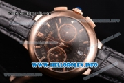 Cartier Rotonde De Chrono Miyota Quartz Rose Gold Case with Black Skeleton Dial and Stick Markers