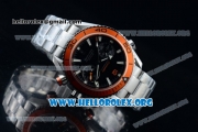 Omega Seamaster Planet Ocean Chrono Clone Omega 9300 Automatic Steel Case with Black Dial Orange Bezel and Stainless Steel Bracelet (EF)