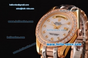 Rolex Masterpiece 2813 Auotmatic Three Tone Case/Strap with Diamond Markers and White Dial ETA Coating