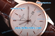 Breitling Transocean Asia 2892 Automatic Rose Gold Case with White Dial and Brown Leather Strap