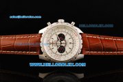 Breitling Bentley Supersports Chronograph Miyota Quartz Movement Steel Case with White Dial and Brown Leather Strap