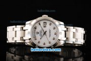 Rolex Day-Date Automatic Movement White Dial with Diamond Bezel and Steel Case-Diamond Marking